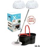 Woodhub Döner Başlıklı Temizlik Seti, Yedek Bez Hediyeli, 16 Lt Kova Mop Seti - Siyah - Seçenek 1