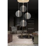 Woodhub Dustin 4'lü Yuvarlak 3 Renk 52 Watt Gold Kristal Ledli Modern Oturma Odası Salon Sarkıt Avize - 1 - Ahşap