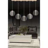 Woodhub Dustin 5'li Sıralı 3 Renk 75 Watt Gold Kristal Ledli Modern Oturma Odası Salon Sarkıt Avize - 1 - Ahşap