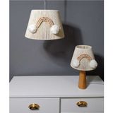 Woodhub E27 Amber Makrome Avize Ahşap Boncuklu Bebek Çocuk Odası Abajur Set