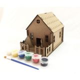Woodhub Ev Boyama Seti Eğitici Oyuncak - 6'lı Boya Fırça Dahil - Ahşap Desenli