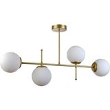 Woodhub Feris Modern Tasarım Salon Mutfak Yatak Odası Eskitme Renk Beyaz Camlı 4 Lü Avize - 1 - Ahşap