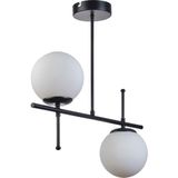 Woodhub Feris Modern Tasarım Salon Mutfak Yatak Odası Siyah Renk Beyaz Camlı 2 Li Avize - 1 - Ahşap