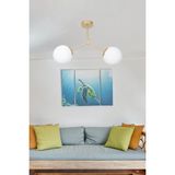 Woodhub Focus Modern Tasarım Salon - Mutfak - Cafe - Hol - Yatak Odası Eskitme Renk Beyaz Camlı 2 Li Avize - 1 - Ahşap