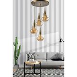 Woodhub Fora Modern Retro Eskitme Renk Bal Camlı Salon - Mutfak - Yatak Odası 4 Lü Avize - 1 - Ahşap