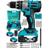 Woodhub Germany Technology Darbeli 58 V 5AH Mavi Xr Li-Ion Çift Akülü Şarjlı Vidalama Matkap Pro Set