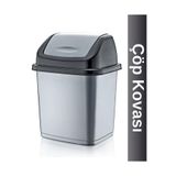 woodhub Gri 5.5 Lt. Çok Amaçlı Çöp Kovası Ofis, Mutfak, Banyo İçin CK-1005.5