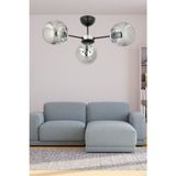 Woodhub Güneş 3 Lü Modern (Siyah Krom) Füme Glop Camlı Salon Yatak Odası Mutfak Genç Odası Avize - 1 - Ahşap