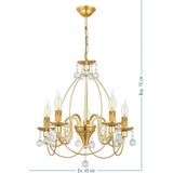 Woodhub Hümayun 5 Li Lü x Taşlı Avize (Gold) - 1 - Ahşap