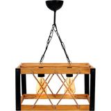 Woodhub Ikili Kafes Avize, Ahşap Gövdeli, Metal Detaylı, Halat Örgülü - 1