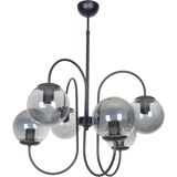 Woodhub Jüpiter Modern Lüks Tasarım Siyah Renk Kasa Füme Camlı Sarkıt 6 Lı Avize - 1 - Ahşap