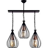Woodhub Kafes 3'lü Modern Sıralı Sarkıt Salon Avizesi Siyah - 1 - Ahşap