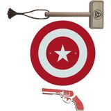 Woodhub Kaptan Türkiye Ahşap Kalkanı + Ahşap Tor (Thor) Çekici + Lastik Atan Tabanca - Ahşap Desenli