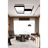 Woodhub Kare Model LED Avize, 3 Renk Aydınlatmalı Kumandalı Dimmerli Modern Tavan Avizesi,salon,ofis Avizes - 1 - Ahşap
