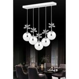 Woodhub Kelebek 5'li Sıralı Gümüş Üç Renk Ledli Kristal Taşlı Avize - Ahşap - 1