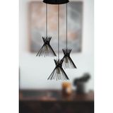 Woodhub Kirpi Siyah Sarkıt Salon - Mutfak 3 Lü Avize - 1 - Ahşap