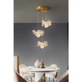 Woodhub Kleopatra Model 3 Lü Gold Kaplama Metal Salon Mutfak Oturma Yatak Odası Modern LED Sarkıt Avize
