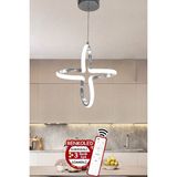 Woodhub Kumandalı 3 Renk Işıklı Modern Sarkıt LED Avize Krom Kasa Antre, Hol, Oda - 1 - Ahşap