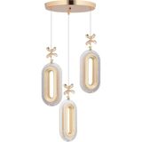 Woodhub LED Alfa 3'li Gold 3 Renk Ledli Kristal Taşlı Modern LED Avize - 1 - Ahşap