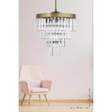 Woodhub Linsa 35 cm 'lik Kristal Cam Taşlı Lüks Avize - (Eskitme Renk) - 1 - Ahşap