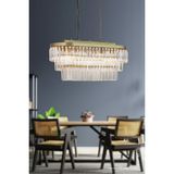 Woodhub Linsa 70 x 30 cm Kristal Cam Taşlı Yemek Masası Üstü Lüks Avize (Eskitme Renk) - 1 - Ahşap