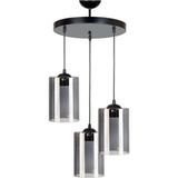 Woodhub Lion Modern Siyah Renk Füme Camlı Salon - Mutfak - Yatak Odası 3 Lü Avize - 1 - Ahşap