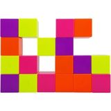 Woodhub Manyetik Blok (Floresan Renkler)- 24 Küp 1 2 Yaş Eğitici Oyuncak Zeka Geliştirici Puzzle Küpler - Ahşap Desenli