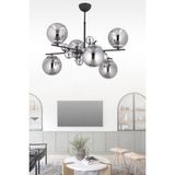 Woodhub Melisa 6 Lı Modern (Siyah Krom) Füme Glop Camlı Salon Yatak Odası Mutfak Genç Odası Avize - 1 - Ahşap