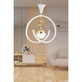 Woodhub Mengü Tekli Beyaz Gold 3 Renkli 30 Watt Ledli Modern Oturma Odası, Koridor, Salon LED Avize - 1 - Ahşap