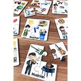 Woodhub Meslekleri Öğreniyorum Ahşap Üç Parçalı Eşleştirme Oyunu Okul Öncesi Bebek Eğitici Oyuncak - Ahşap Desenli