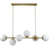 Woodhub Milano Modern Tasarım Salon Yemek Odası Mutfak Eskitme Renk Beyaz Camlı Sıralı 6lı Avize - 1 - Ahşap