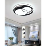 Woodhub Modern Çift Yuvarlak Model Plafonyer LED Avize Tavan Model 3 Renk Avize Salon LED Lambası Kumandalı - 1 - Ahşap