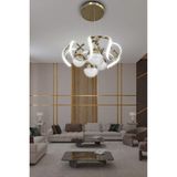 Woodhub Modern Sarkıt 3 Renk 4 Toplu LED Avize Salon - Oturma Odası Ledli Avize - 1 - Ahşap