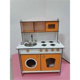 Woodhub Montessori Eğitici Ahşap Oyuncak Mutfak Dolabı 6mm Turuncu 80X60 - Ahşap Desenli