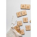 Woodhub Montessori Ingilizce Türkçe Ahşap Alfabe Bulmacası Büyük ve Küçük Harf Eşleştirme Oyunu - Ahşap Desenli