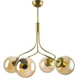 Woodhub Napoli Modern Eskitme Renk Kapalı Bal Camlı Salon - Mutfak - Yatak Odası 4 Lü Avize - 1 - Ahşap