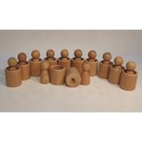 Woodhub Naturel Waldorf Insan Figürleri ve Kaseleri 12'li - Ahşap Desenli