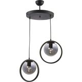 Woodhub Nina Modern Salon - Mutfak - Yatak Odası Metal Halkalı Kapalı Camlı Ikili Avize - 1 - Ahşap