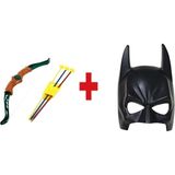 Woodhub Ok Yay Vantuz Fırlatan Oyuncak Seti ve Batman Maskesi - Ahşap Desenli