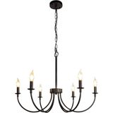 Woodhub Öykü 6lı Siyah Modern Sarkıt Avize - 1 - Ahşap