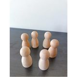 Woodhub Peg Bebek 6 Lı Masif Insan Figürleri (Waldorf) - Ahşap Desenli