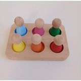 Woodhub Peg Bebek ve Tabla Eşleştirme 6 Lı Insan Figürleri (Waldorf) - Ahşap Desenli