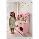 Woodhub Pembe Montessori Oyuncak Mutfak - Ahşap Desenli