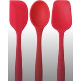 Woodhub Pinkrose Büyük Boy Kırmızı Yanmaz Yapışmaz Silikon Spatula &kaşık Set