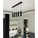 Woodhub Retro Rustik Sıralı Masa Üstü Beşli Sarkıt Avize GU10 LED Ampul. Gün Isigi Dahildir - Ahşap