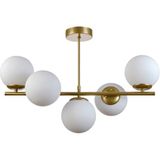 Woodhub Roma Modern Tasarım Salon Yemek Odası Mutfak Eskitme Renk Beyaz Camlı Sıralı 5 Li Avize - 1 - Ahşap