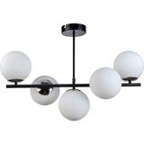 Woodhub Roma Modern Tasarım Salon Yemek Odası Mutfak Siyah Renk Beyaz Camlı Sıralı 5 Li Avize - 1 - Ahşap