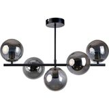 Woodhub Roma Modern Tasarım Salon Yemek Odası Mutfak Siyah Renk Füme Camlı Sıralı 5 Li Avize - 1 - Ahşap