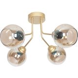 Woodhub Rosa Modern Lüks Tasarım Tavan Plafonyer Gold Renk Füme Camlı 4 Lü Avize - 1 - Ahşap