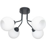 Woodhub Rosa Modern Lüks Tasarım Tavan Plafonyer Siyah Renk Beyaz Camlı 4 Lü Avize - 1 - Ahşap